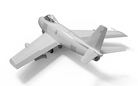 Canadair Sabre F.4 1:48 Scale Plastic Model Kit For Adults And Kids, rear view of assembled WW2 fighter airplane model