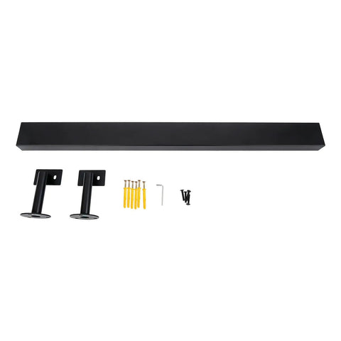 Tough As Nails Flush Wall Mount Handrail Made From Premium Stainless Steel, black finish with mounting brackets and screws.