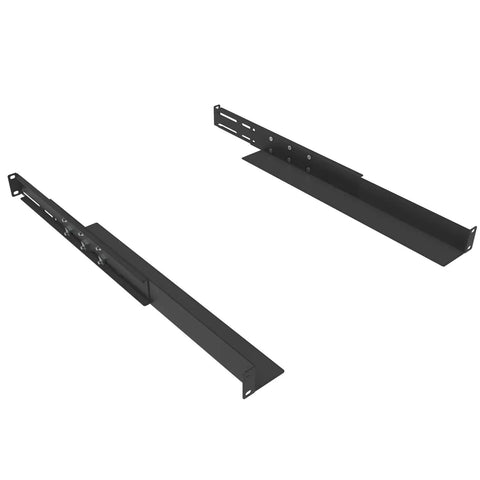 Adjustable Four Post Server Shelf Rails For Network Cabinets Rock Solid Cold Rolled Steel Mount Brackets viewed from above.