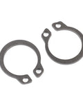 Two 304 stainless steel external retaining rings from the Super Solid 100 Pc 304 Stainless Steel External Retaining Ring Set Circlips.