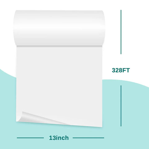 Transfer Film Roll For DTF Heat Transfers 13x328ft Double Sided Glossy Clear PET Pretreat Paper displayed flat.