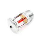 Straight Up Real Deal Sixty Eight Celsius Pendent Fire Sprinkler Head with red heat activated element for automatic fire suppression.