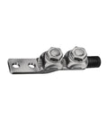 Rock Solid Heavy Duty Copper Alloy Terminal With Twin Clamping Grip For 4 To 8 Strand Commercial Wire Bundle Pack Of Ten close-up of terminal with two clamping nuts
