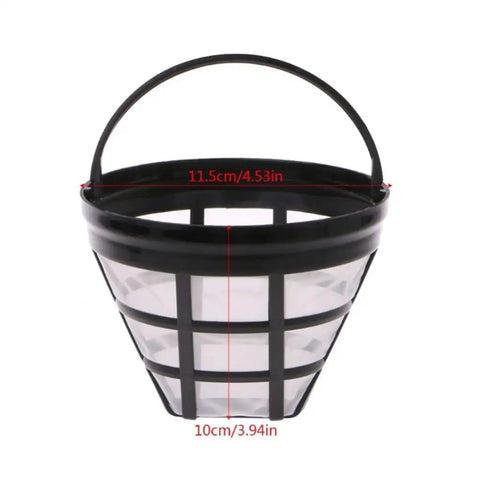 Dead Simple Nylon Coffee Filter For Home Brewing Reusable Barista liquid strainer, 11.5cm diameter, heat resistant, black mesh.