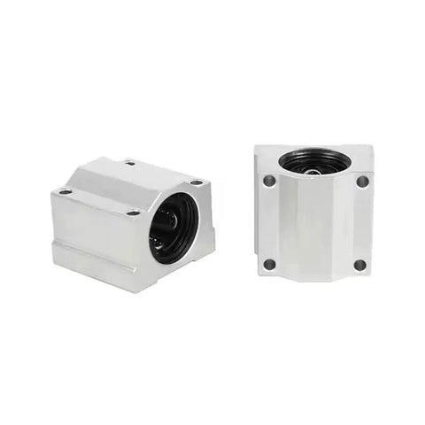 Rock Solid SC25UU Linear Motion Ball Bearing Slider Bushing For CNC Mills And 3D Printer Rail Shaft Upgrade, front and side view.