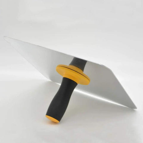 Aluminum Plastering Hawk With 300x300 mm Mortar Board Holder And Soft Grip Handle, side angle view