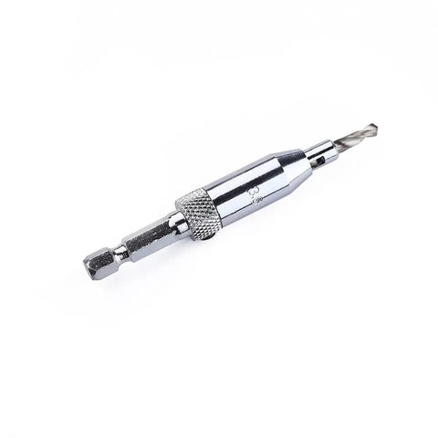Knockout Four Piece Hinge Mortising Drill Bit Set With One Quarter Inch Hex Shank And Included Allen Wrench Built From Hella Tough High Speed Steel for door prep.