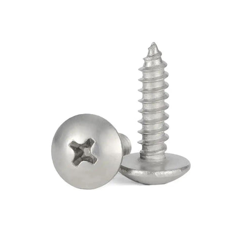 Heavy Duty Titanium Phillips Cross Truss Self Tapping Screws Grade Two M4 X15mm Pack Of One Hundred, showing screws with a truss head.