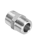 Three Piece Set Of One Quarter Inch NPT Male Stainless Steel Nipple Connectors With Hex Heads 304 Stainless Steel Heavy Duty