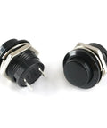 Close-up of black 16Mm Momentary Push Button Switches Kit For Arcade Cabinets, 28 Pcs Self Resetting Non Lock Mini Round Buttons.