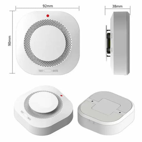 Dual Sensor Smoke Detector And Fire Alarm 4 Pack Kit Delivering Battle Ready Protection Plus 85 Decibel Siren For Homes Craving Heavy Duty Safety And Zero Hassle Setup Anytime, 92mm x 90mm white unit.