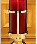 Sanctuary Lamp With Ruby Globe, Brass And Glass Religious Lighting, 6 Inch Diameter By 18 Inch Height, Candle Not Included