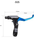 Blue brake lever with 135x95mm dimensions, Lightweight Aluminum Alloy Mountain Bike Brake Lever Set For V Shaped Handlebars Ride Ready High Performance Gold Finish Ergonomic Grip For Smooth Stops And Precise Control On Mountain Rides labeled size guide.