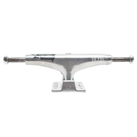 Polished Hollow Light Skateboard Trucks 147mm Pro Grade front view showing hollow axles and kingpins with forged baseplates.