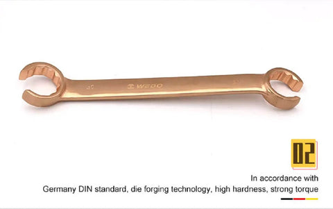 No-Spark Flare Nut Wrench 6x7mm Brake Line Wrench Metric, 95mm Length, Beryllium Copper, Non-Magnetic, 15 Degree Offset Head Tubing Wrench