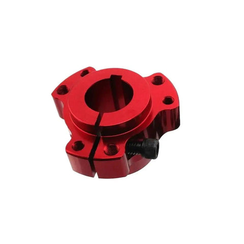 Red Aluminum Rear Wheel Hub 1 Inch Bore With One Quarter Inch Keyway For Go Kart Drift Trike And Racing Builds, top angle