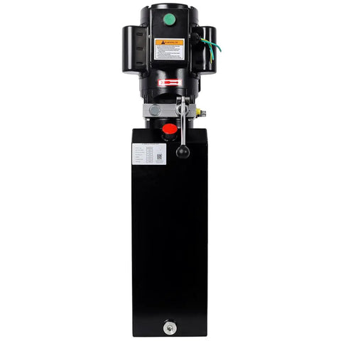 Greron 12V Dc Single Acting Hydraulic Pump With Steel Reservoir, compact design for dump trailers and log splitters.
