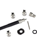 Spot Weld Cutter Set 5 Pack 3/8 Inch HSS Blades For Ripping Welds And Drilling Holes In Metal Sheets shown with accessories.