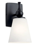 Cosabella 6 Inch 1 Light Wall Sconce With Satin Etched Opal Glass In Black Finish Industrial Modern Vibe That Pops For Hallways Entryways Porches And Living Spaces