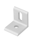Slotted Inside Corner Brace for 3030 Aluminum Extrusion, silver finish, front view, one eighth inch thick, one quarter inch hole
