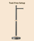 Built Tight Free Standing Toilet Paper Stand With Heavy Weighted Base And Brushed Graphite Finish zero wobble setup for tool-free assembly.