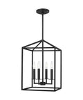 Perryton Four Light Hall Foyer Pendant In Midnight Black Transitional Style Ceiling Light Fixture For Entryway 12.25 Inch Wide By 18.5 Inch High Incandescent Pendant Light