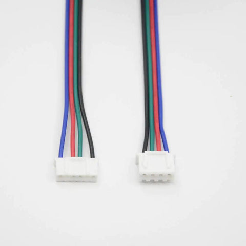 Close-up of Six Pack 500Mm XH2.54 4Pin To 6Pin Stepper Motor Cables For 3D Printers NEMA 17 RAMPS compatible connectors.