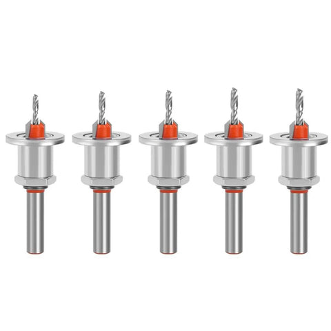 Super Versatile 5Pcs Adjustable Depth Stop Countersink Drill Bits For Super Smooth Board Install Jobs With High Hardness Alloy Steel and Precision Tapered Heads That Rock, 5 alloy steel drill bits.