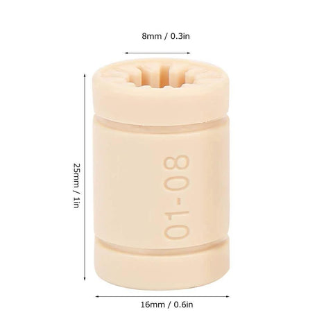 LM8UU Bearing Plastic Linear Bushing Set For 3D Printers, 10 Pieces, 8mm ID 16mm OD, Vibration Dampening Without Lubricant