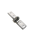 Stainless steel damping hinge with adjustable torque pivot; two mounting plates with holes.