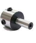 Annular cutter holder with 1/2 in steel shank, silver body and black flange with locking screw
