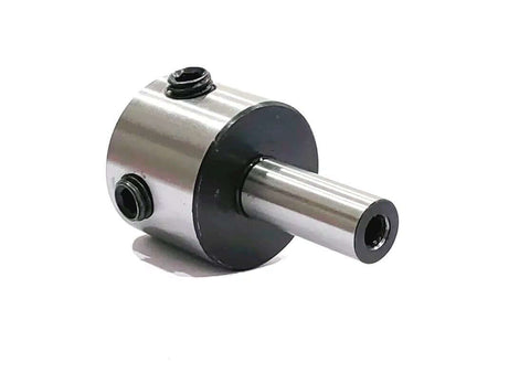Annular cutter holder with 1/2 in steel shank, silver body and black flange with locking screw