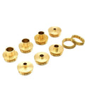 Pro Grade Router Template Guide Set Featuring Precise Metal Bushings includes nine brass bushings for secure routing.