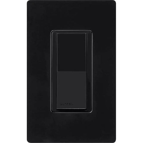 Claro On Off Light Switch 15 Amp Single Pole Black CA-1PS-BL Decorator Style front view for lights and fans
