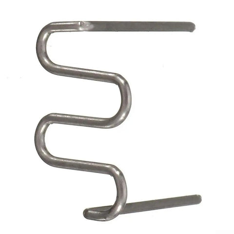 Close-up of 500 Pack Plastic Welding Staples for Heat Gun Bumper Repair Kit, showing silver 0.6mm wave staple for fender fixes.