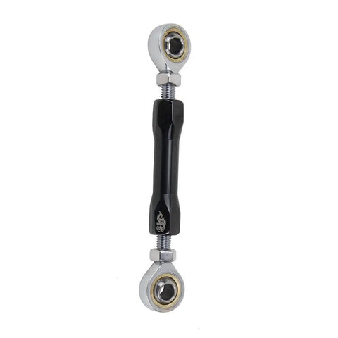 Titanium Black CNC Shifter Mid Control Linkage Rod For Harley Davidson Dyna 1984 To 2017 Ride Ready 18 Later Street Bob And Softail FXLR FXLRS FXLRST FXRST Adjustable Eye To Eye 4.0 To 5.5 Inches, black aluminum rod with rod ends
