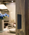 7 Inch Barn Door Finger Pull Set Black Beefy Heavy Duty Invisible Door Handle installed on wooden barn door