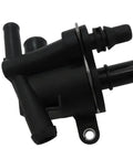 Top Notch Coolant Degas Separator Tank For Land Rover Discovery Evoque XF and F Type Models, black, showing inlet and outlet ports.