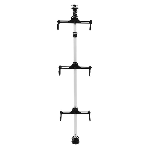Three Bike Vertical Storage Rack, Floor To Ceiling Freestanding Hanger With 360 Degree Adjustable Hooks, heavy-duty indoor bike pole.