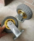 Built Tough Heavy Duty Rubber Swivel Caster Wheels Set Of 4 With Brakes 150 Millimeter shown with dual precision bearings.