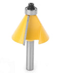 Ultra Smooth 8mm Shank Chamfer Router Bit YG6 Alloy Cutterhead with yellow cone for MDF solid wood precision trimming.