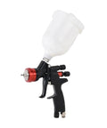 Featherlight Pneumatic Spray Gun With Hard Anodized Aluminum Body delivering smooth topcoat, featuring a lightweight design and trigger controls.
