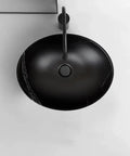 Top view of USZWBY Vessel Sinks Bathroom Vessel Sink Creative Balcony Art Wash Basin Ceramic Black Washbasin.