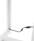 Knockout Touchscreen Digital Signage Kiosk Runs Android 11 With Wifi Bluetooth Integration Sleek Aluminum Cabinet, showing power cable connection.