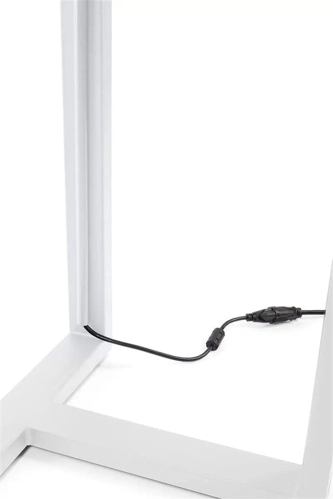 Knockout Touchscreen Digital Signage Kiosk Runs Android 11 With Wifi Bluetooth Integration Sleek Aluminum Cabinet, showing power cable connection.