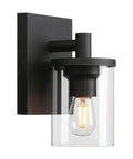 One Light Vintage Wall Sconce Hardwired Vanity Light with Clear Glass Shade and Metal Base Industrial Style for Bedrooms