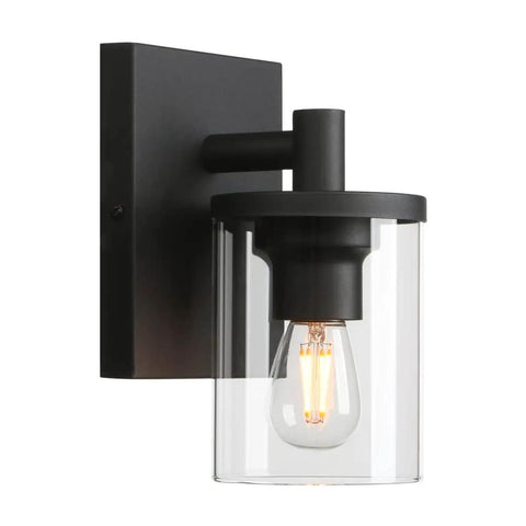 One Light Vintage Wall Sconce Hardwired Vanity Light with Clear Glass Shade and Metal Base Industrial Style for Bedrooms