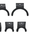 Set of black cable clamps for securing wiring, varying sizes for versatile electrical use, fits Pro Grade Cable Puller Tool.