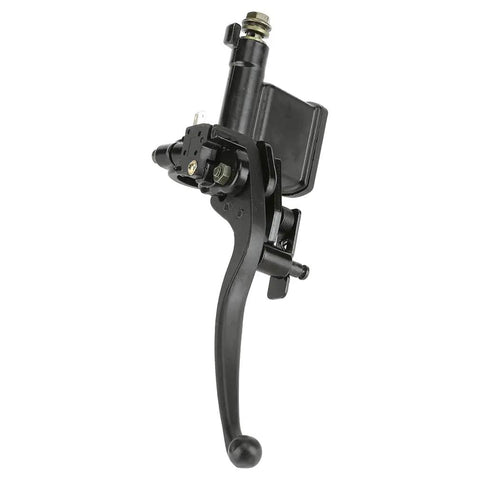 7/8 Inch ATV Left Hand Hydraulic Brake Master Cylinder Lever Fits 50cc Through 125cc Chinese Quad Bikes, front view.
