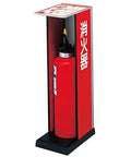 Tough As Nails Stationary Fire Extinguisher Box, Open Front Wall Mount Safety Cabinet In Red Silver Metallic with fire extinguisher.